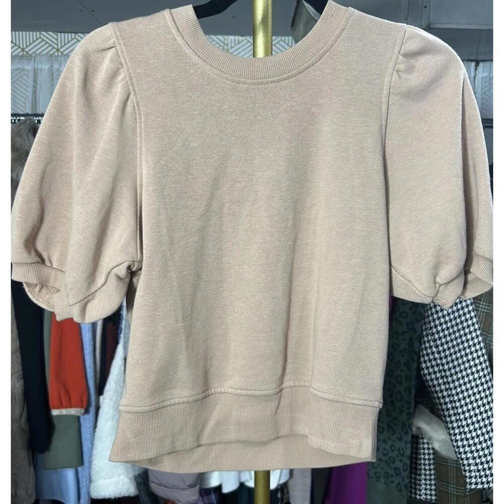 And Now This Blouse Puff Sleeve Beige Sz S